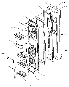 Freezer Door Diagram and Parts List for SXDE27N-P1162203W  Amana Refrigerator