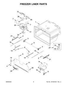 Freezer Liner Parts Diagram and Parts List for MFI2570FEZ14  Maytag Refrigerator