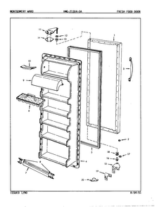 Fresh Food Door Diagram and Parts List for 21304A  Admiral Refrigerator