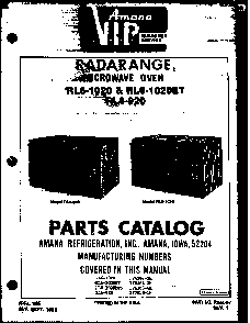 Section 3 Diagram and Parts List for RL6-1020ET P76383-3M Amana Microwave