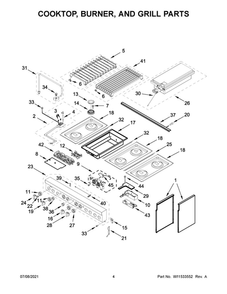 Cooktop, Burner, And Grill Parts Diagram and Parts List for JDRP648HM01  Maytag Range