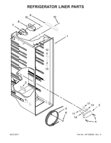 Refrigerator Liner Parts Diagram and Parts List for ASI2575FRB00  Amana Refrigerator