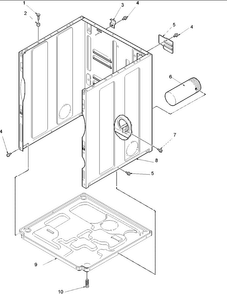 Cabinet And Base Diagram and Parts List for SLG332RAW-PSLG332R  Speed Queen Dryer