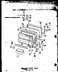 Freezer Door Assy 18 Cu. Ft. Diagram and Parts List for T16W-P60303-8W  Amana Refrigerator