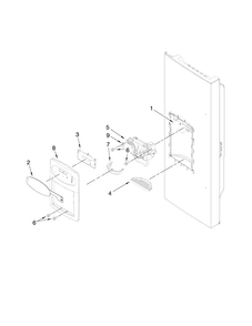 Dispenser Front Parts Diagram and Parts List for MFI2269VEM2  Maytag Refrigerator