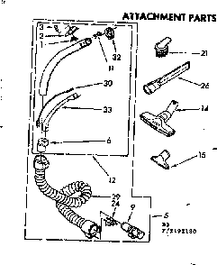 Attachment Parts Diagram and Parts List for 1162192180  Kenmore Canister Vacuum
