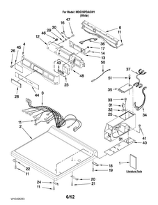 Top And Console Parts Diagram and Parts List for MDG25PDAGW1  Maytag Dryer