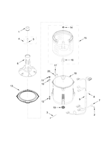 Basket And Tub Parts Diagram and Parts List for CAW9352EW1  Crosley Washer