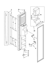 Freezer Door Parts Diagram and Parts List for JCB2585WES01  Jenn-Air Refrigerator