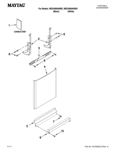 Door And Panel Parts Diagram and Parts List for MDC4809AWB3  Maytag Dishwasher