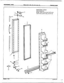 Freezer Door Diagram and Parts List for 21674B  Admiral Refrigerator