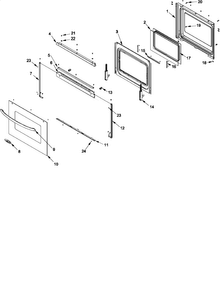 Oven Door Diagram and Parts List for DCF4205AW-PDCF4205  Amana Range