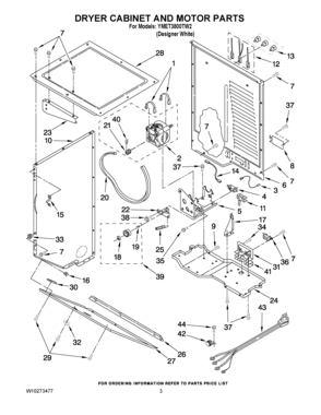 03 - DRYER CABINET AND MOTOR PARTS Diagram and Parts List for YMET3800TW2  Maytag Washer Dryer Combo