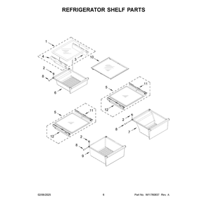 Refrigerator Shelf Parts Diagram and Parts List for MRSC6636RZ00  Maytag Refrigerator