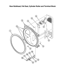 Rear Bulkhead/felt Seal Diagram and Parts List for AGS20AWF  Speed Queen Dryer