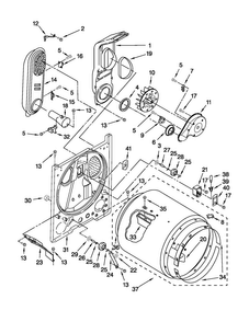 Bulkhead Parts Diagram and Parts List for 7MMGDC300YW1  Maytag Dryer