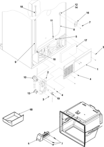 Cabinet Back Diagram and Parts List for AFD2535FES0  Amana Refrigerator