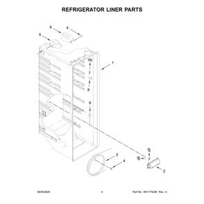 Refrigerator Liner Parts Diagram and Parts List for MRSF4036PB02  Maytag Refrigerator