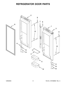 Refrigerator Door Parts Diagram and Parts List for JFFCF72DKL06  Jenn-Air Refrigerator