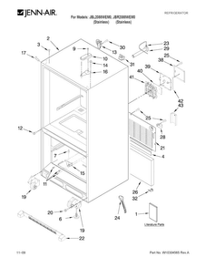 Cabinet Parts Diagram and Parts List for JBR2088WEM0  Jenn-Air Refrigerator