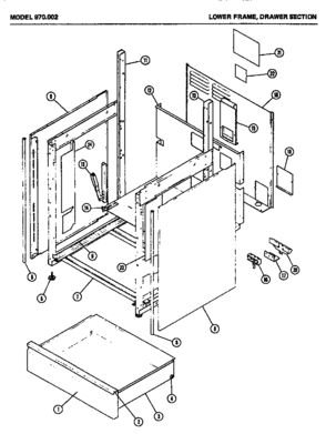 02 - LOWER FRAME Diagram and Parts List for 970002  Maytag Range