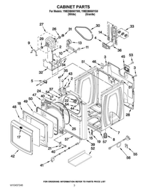 02 - Cabinet Parts Diagram and Parts List for YMEDB850YG0  Maytag Dryer