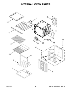 Internal Oven Parts Diagram and Parts List for JJW3430LL01  Jenn-Air Wall Oven