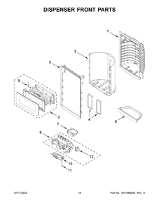 Dispenser Front Parts Diagram and Parts List for MFT2772HEZ04  Maytag Refrigerator