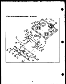 Top And Top Burner Assembly With Spark Diagram and Parts List for SBK26DA  Amana Range