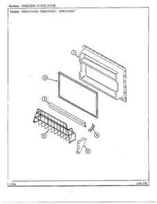 Freezer Inner Door Diagram and Parts List for HMG191660  Admiral Refrigerator