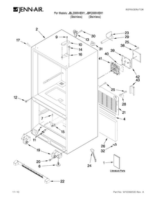 Cabinet Parts Diagram and Parts List for JBL2088WEM1  Jenn-Air Refrigerator