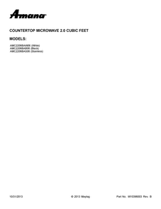 Cover Sheet Diagram and Parts List for AMC2206BAS06  Amana Microwave