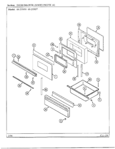 Door/drawer Diagram and Parts List for 68-255857  Magic Chef Range