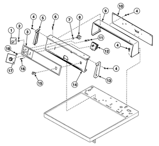 Control Panel Diagram and Parts List for SDG809LF  Speed Queen Dryer