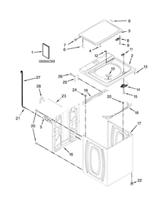 Top And Cabinet Parts Diagram and Parts List for 7MMVWC200DW0  Maytag Washer