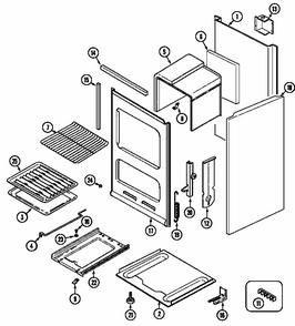 Oven/body Diagram and Parts List for S1100PAW  Maytag Range