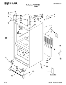 Cabinet Parts Diagram and Parts List for JFC2089WTB3  Jenn-Air Refrigerator