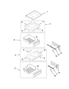 Refrigerator Shelf Parts Diagram and Parts List for JS48SEDUDW00  Jenn-Air Refrigerator