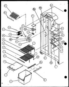Freezer Shelving And Refrigerator Light Diagram and Parts List for BHK2-P1100602W  Amana Refrigerator