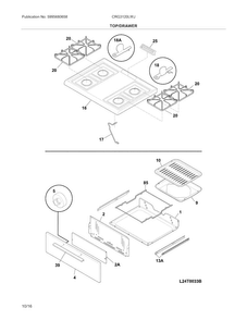 Top/drawer Diagram and Parts List for CRG3120LWJ  Crosley Range