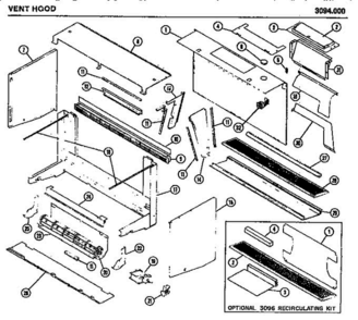 06 - Vent Hood Diagram and Parts List for 3094000  Litton Microwave Oven Combo
