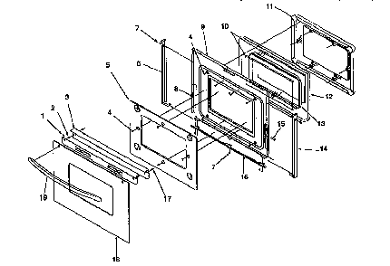 Oven Door Diagram and Parts List for ARG7600W-P1141298NW  Amana Range