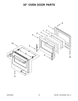 30" Oven Door Parts Diagram and Parts List for JDRP648HL00  Maytag Range