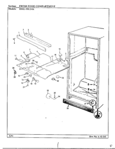 Fresh Food Compartment Diagram and Parts List for 19812-0A  Admiral Refrigerator