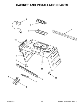 Cabinet And Installation Parts Diagram and Parts List for YJMV9196CB3  Maytag Microwave