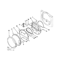 Dryer Door Parts Diagram and Parts List for MLE20PDBYW1  Maytag Washer Dryer Combo