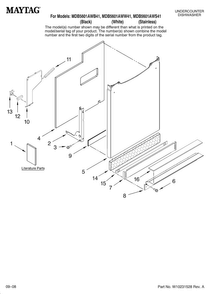 Door And Panel Parts Diagram and Parts List for MDB5601AWS41  Maytag Dishwasher