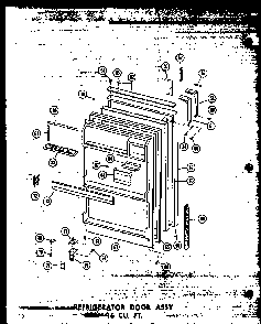 Refrigerator Door Assy 16 Cu. Ft. Diagram and Parts List for T16W-P60303-53W  Amana Refrigerator