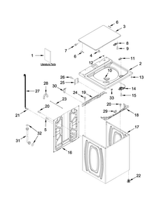 Top And Cabinet Parts Diagram and Parts List for MVWP475EW0  Maytag Washer