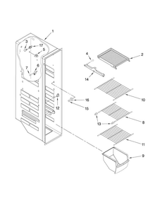 Freezer Liner Parts Diagram and Parts List for ASD2522WRD02  Amana Refrigerator